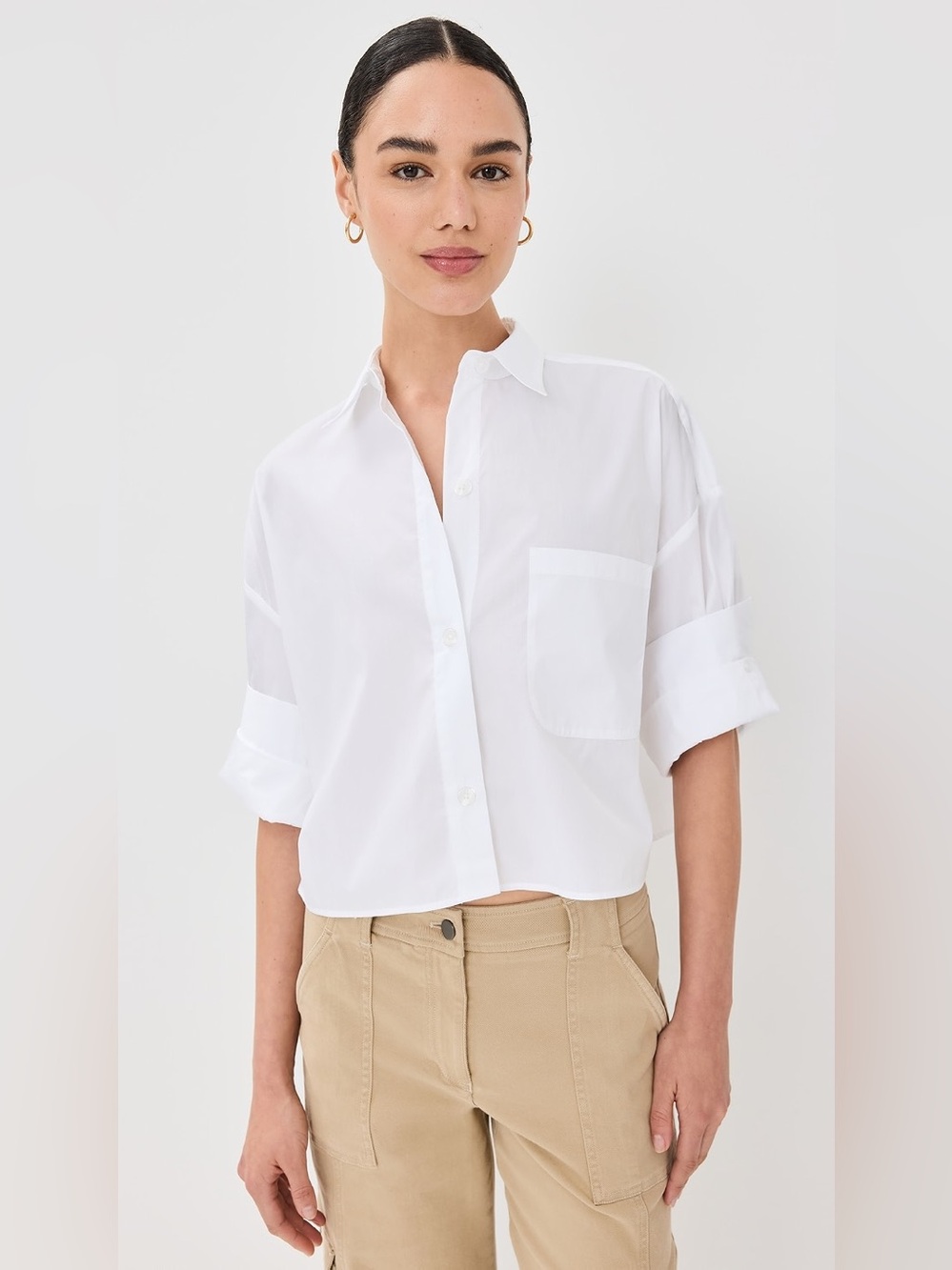 TWP MEDIUM/LARGE Next Ex cropped white shirt